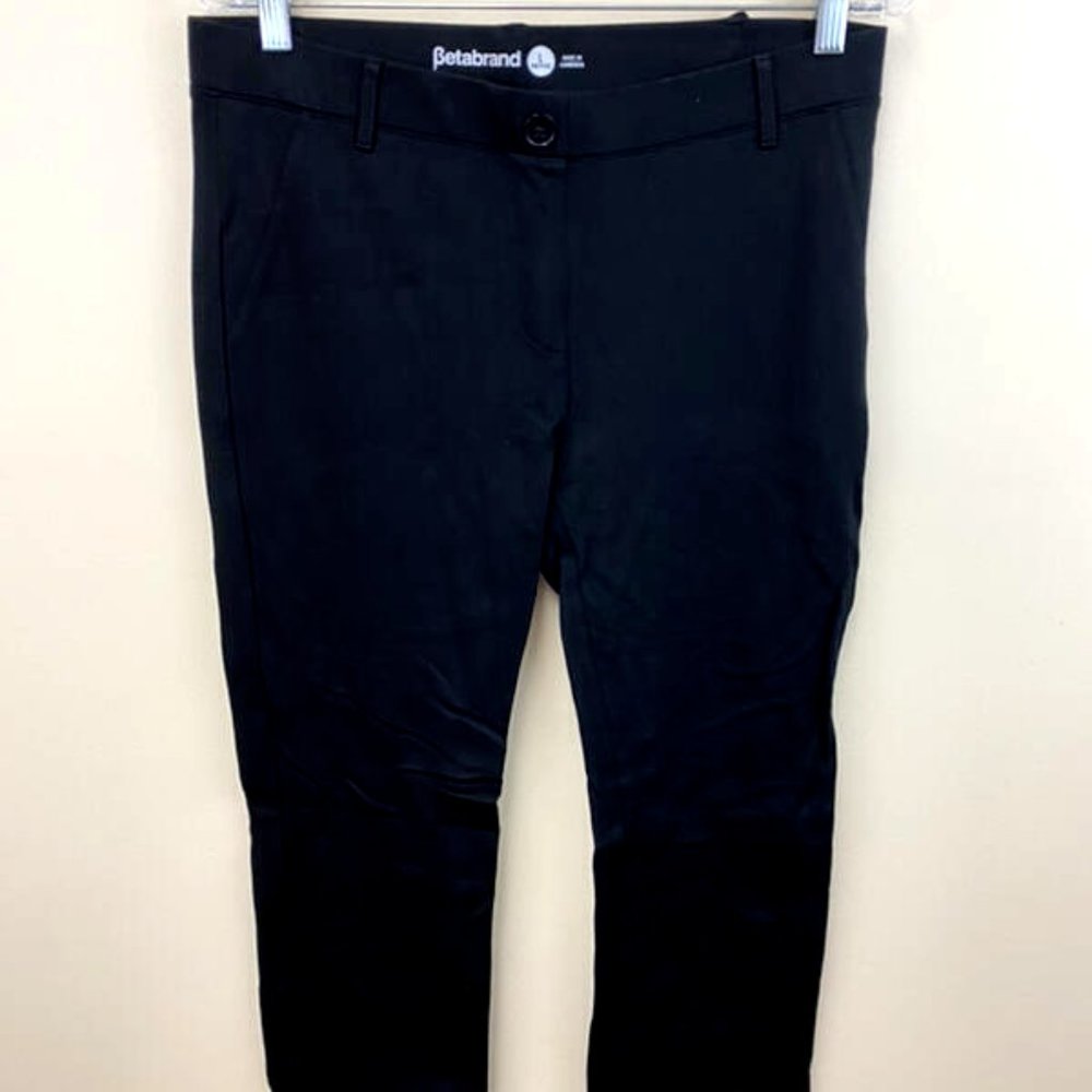 Betabrand LP L Petite Solid Black Classic Dress Yoga Pants Straight Leg